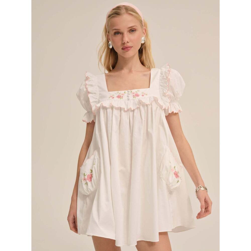 For Love & Lemons Tea Time Babydoll Dress Size XS White
